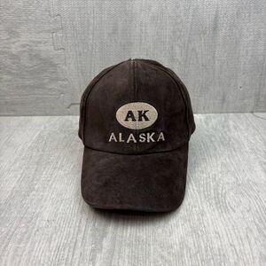 Vintage Alaska Hat Cap Strap Back Brown Suede‎ Dutch Harbor Gear Embroidered